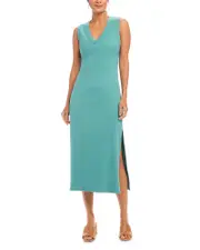 Karen Kane Ribbed V Neck Midi Column Dress