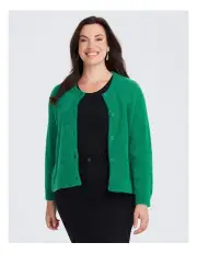 [Taking Shape] Fluffy Knit Crop Cardigan in Greenlake