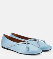 [D'Accori] D'Accori Cara embellished satin ballet flats AU 10.5 blue