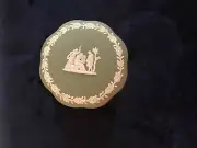 Wedgwood Vtg Sage Green Jasperware Lidded Trinket Box.