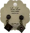 Handmade Purple Swarovski Crystal Bronze Metal Flower Drop Earrings Geometric