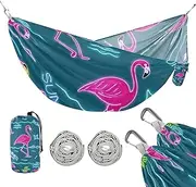 Summer Neon Flamingo Coconut Tree Blue 330lb Capacity Camping Hammock Indoor Hammock for Patio Backyard Lounge Base accesorios para campamento