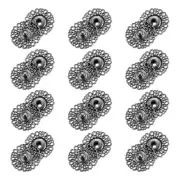 12 Sets Hollow Flower Snap Buttons, Press Buttons 25mm, Iron Grey