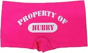 [Make Me Laugh] Women's Property of Hubby Boy Shorts (One Size Fits All), Hot Pink, One Size