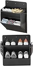 Rv Shoe Storage 2Pcs Behind the Door Shoe Hanger with Adhesive Hook Hanging Shoes Rack with Large Pockets ＆ Mesh Side Pockets Space Saving Fabric Organizer Door Hanger