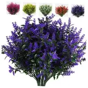 Artificial Greenery Lavender Fake Shrubs Flowers UV Resistant 8 Bundles Purple