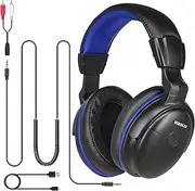 Headphones with Extra Long Cord for TV with Volume Amplified & Clear Dialogue, 18ft/5.5M Long Coil Cord, Over Ear Wired TV Headphones for Seniors w/Volume Control & Clip, 40 Hrs Playtime