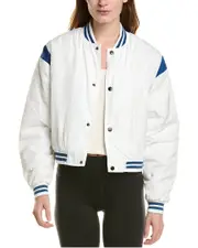 IVL Collective Cropped Varsity Bomber Jacket White