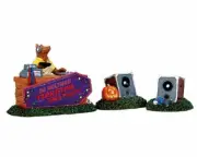 Retired 2017 Lemax Spooky Town DJ Wolfman Set Of 3
