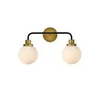 Living District Hanson 2 Light Vanity, Black/Brass/Frosted - LD7032W19BRB