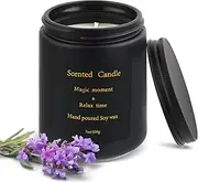 Scented Candles Nature Wax Soy 200g/7oz 45 Hour Long Lasting Scents of Freesia for Home Birthday Valentine’s Day Gifts Calming Stress Relief Black Glasses