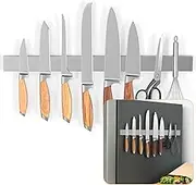 Ninonly 50 CM Magnetic Knife Holder for Refrigerator, Stainless Steel Double Sided Magnet Knife Strip for Wall, No Drilling Magnetic Knife Rack with Powerful Magnetic Pull Force Fridge Applicable