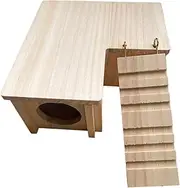 Levemolo Rabbit Castle Hideout Wooden Bunny House Small Pet Bunny Toys for Rabbits