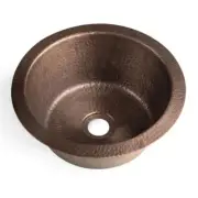 Monarch Abode Dual Mount Bar Prep Sink 12" 1-Bowl Round Copper Hand Hammered