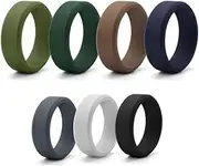 [FUNNTY] 7 Pcs Silicone Breathable Rings for Men Women,Rubber Wedding Bands Set Engagement Wedding Promise Ring for Soft & Flexible Ring Durable Ring Size 8mm Wide-2mm Thick 11-11.5(20.6mm)