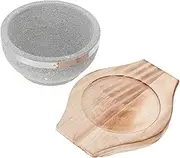 JECOMPRIS Bibimbap Stone Bowl Set with Base Korean Soup Bowl for Rice Dishes Elegant Food Container for Home Use Present for Friends and Family