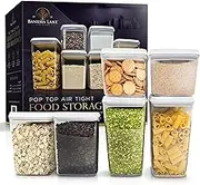 Banksia Lane® Pop Top Airtight Containers - Set of 6, 2x 1200ml, 2x 2000ml, 2x 2700ml Pantry Storage Containers with Push Top Lids - Airtight Food Storage Containers for Kitchen Organisation