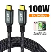 Type C USB C to USB C Cable 100W PD Fast Charging Charger Cord for iPhone 15 16