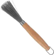 Totority Stainless Steel Cookware Brush with Handle Durable Pot Cleaning Brush for Woks Frying Pans Grills and Ovens Resistant Strong Cleaning Power for Kitchen Use
