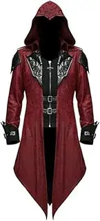 [DLSNZ] Men's Steampunk Vintage Tuxedo Jacket Renaissance Medieval Hooded Robe Vampire Halloween Costume Goth Gothic Tailcoat