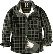 [Generic] Men's Winter Fleece Shirts Male Cotton Casual Warm Check Snap Coat Man Sherpa Lined Thick Shirt Jacket