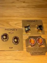Set a three vintage Monet clip on earrings
