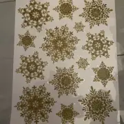 Gold Christmas Snowflakes Clings Window Glass Decor Xmas Stars Stickers Decals