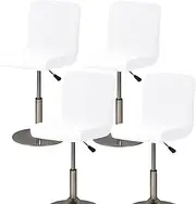 Home/Commercial Bar Stool Chair Covers with Backs, Available in Sets of 1, 2, 3, 4, 5, or 6, Stretch Elastic Dining Chair Protectors Made of 84% Polyester and 16% Spandex(White,4 Items)