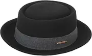 [CXQRR] Women Pork Pie Hat - Wool Felt Bowler Classic Short Derby Brim Trilby Hat with Band