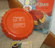 Vintage Nordic Ware Flame Orange Metal Flan Pan Recipe Box Pie Dish Retro NIB