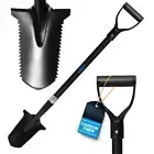 CKG Carbon Metal Detecting Shovel Digging Tool with Double Serrated Blade Black