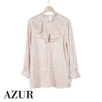 在飛比找momo購物網優惠-【AZUR】花朵滾邊領點點雪紡上衣-2色