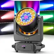 285W Wash LED Moving Head 19X15W RGBW Professional Stage Light Zoom Beam Effect with Strip Light for Party KTV Concert DJ Christmas Wedding Celebrations