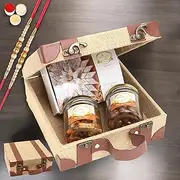 Ghasitaram Gifts Rakhi Gifts for Brothers Jute Box of Chocolate Alomnds, Mix Dryfruits and Kaju Katli with 2 Pearl Rakhis