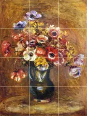 Art Renoir Flowers Anemones Mural Ceramic Backsplash Bath Tile #1668