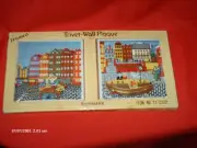 Vintage 1983 Artware Trivets - Wall Tile Plaques Set of 2 In Box 6x6 By Himark