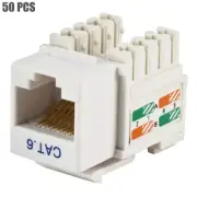 50x Cat6 RJ45 Network Keystone Jack Punch Down 50 Pack White For Wallplate/Panel