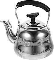 DONFAMDS Stainless Steel Stovetop Whistling Kettle Modern Tea Pot with Automatic Whistle Induction Gas Stove Compatible Cleaning Safe for Daily Use