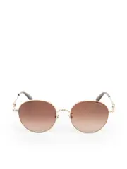 Gold & Brown Gradient Round Sunglasses