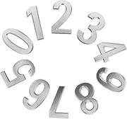 BAZEITFLOW 10pcs Self-adhesive House Numbers Sleek Silver Address Plaque for Mailbox Apartment Hotel Office Room Signs for Easy Installation