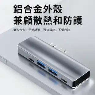 【YOLU】五合二 Mac多功能擴充HUB轉接器 PD快充筆電傳輸集線器 雙Type-C HDMI轉接線 USB3.0轉接頭