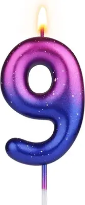 2.4In Birthday Candle, Purple Blue Gradient Number Birthday Candles for Cake Num