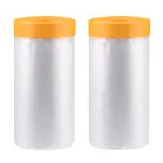 2 Rolls Pre-Taped Masking Film 43.3 in x 65 ft with Medium-Tack Painters Tape