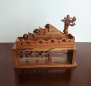Vintage Wood Marble Hand Crank Machine Wolf or Dragon