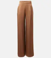 [Max Mara] Max Mara Dritto satin wide-leg pants UK 2 brown