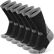 [YOJOOM] Mens Socks 9-12 6-9 Cushioned Work Socks Black Walking Socks for Men Crew Athletic Socks for Outdoor Hiking Trainer Running