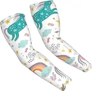 [FSCEV] Unicorns Pink Sun Protection Arm Sleeves Outdoor Essentials Cooling Compression Golf Hiking Cycling