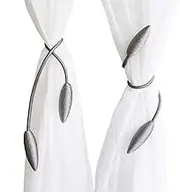 Valea Home 2 Pieces Curtain Tiebacks Clips Creative Window Drape Twist Tie Backs European Style Custom Made Curtain Holders Decorative Draperies Holdbacks, Silver Grey