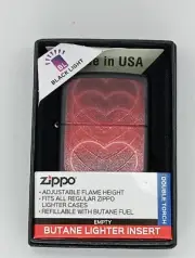 Zippo Black Light Hearts 48593 "Double Torch" refillable Butane Lighter