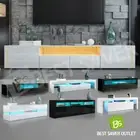 High Gloss TV Stand Wooden Entertainment Unit Cabinet Storage w/RGB LED WH/BK